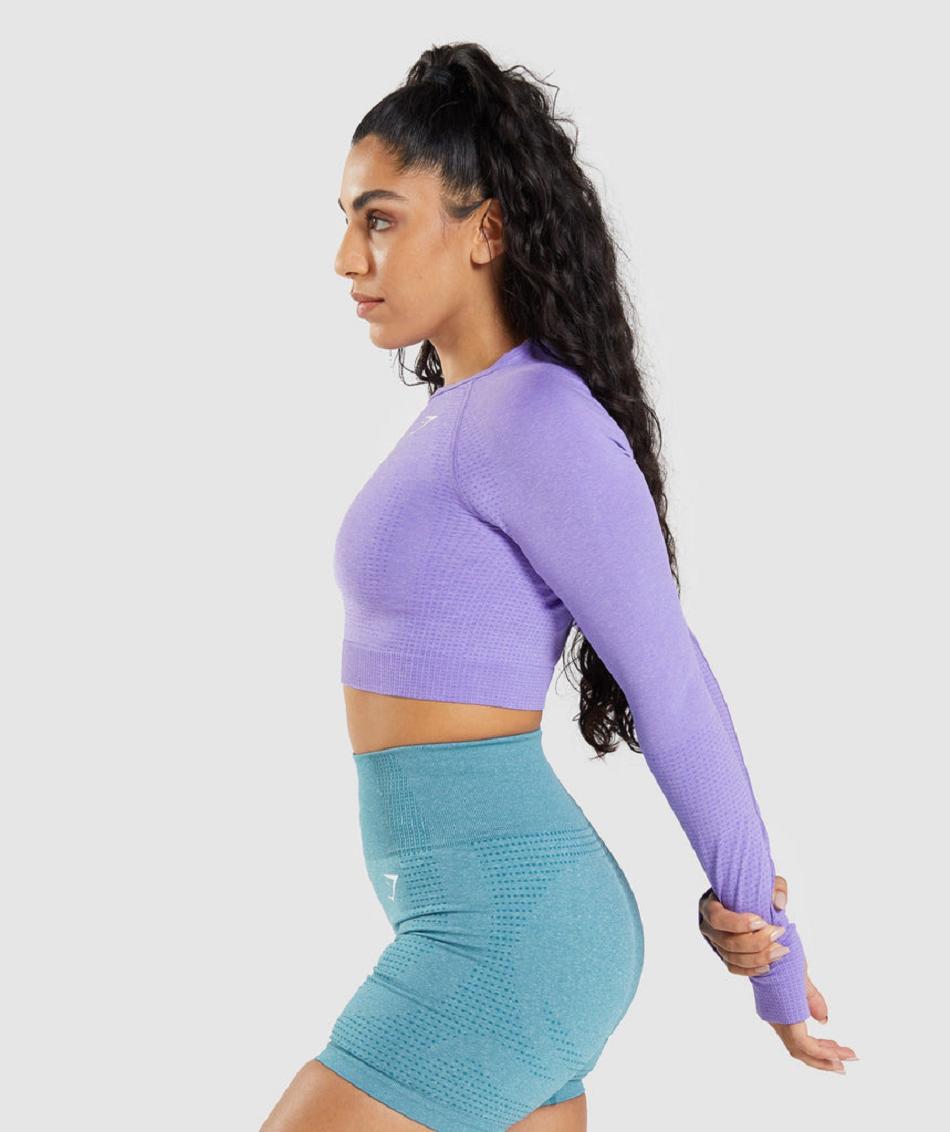 Corp Tops Gymshark Vital Seamless 2.0 Long Sleeve Mujer Moradas Claro | CO 2473KOR